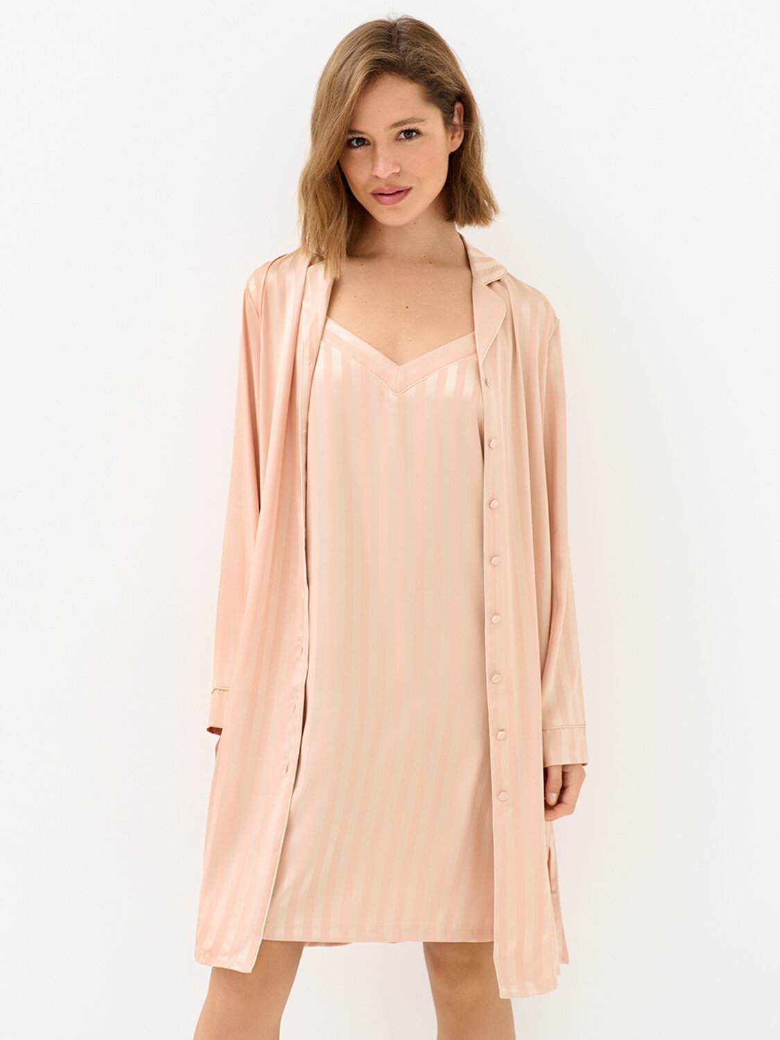 Omsa Рубашка 569165 OmD 0413D LINE Рубашка пижамная жен. (жаккард), PL Rosa Cenere (Розовый)