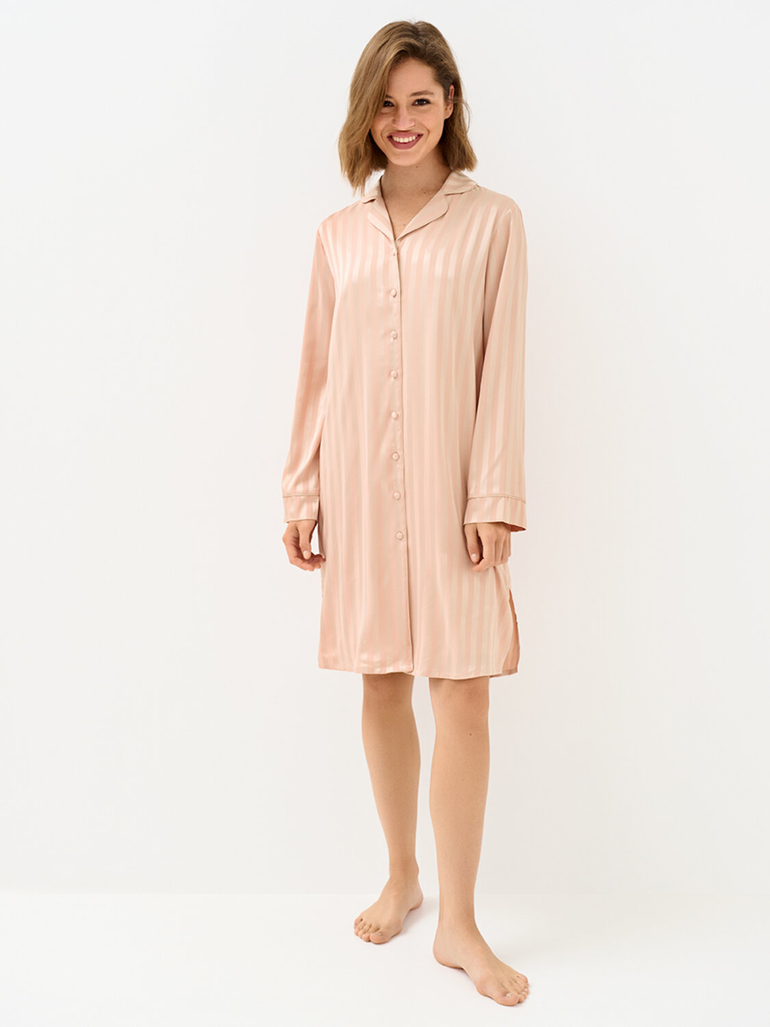 Omsa Рубашка 569165 OmD 0413D LINE Рубашка пижамная жен. (жаккард), PL Rosa Cenere (Розовый)