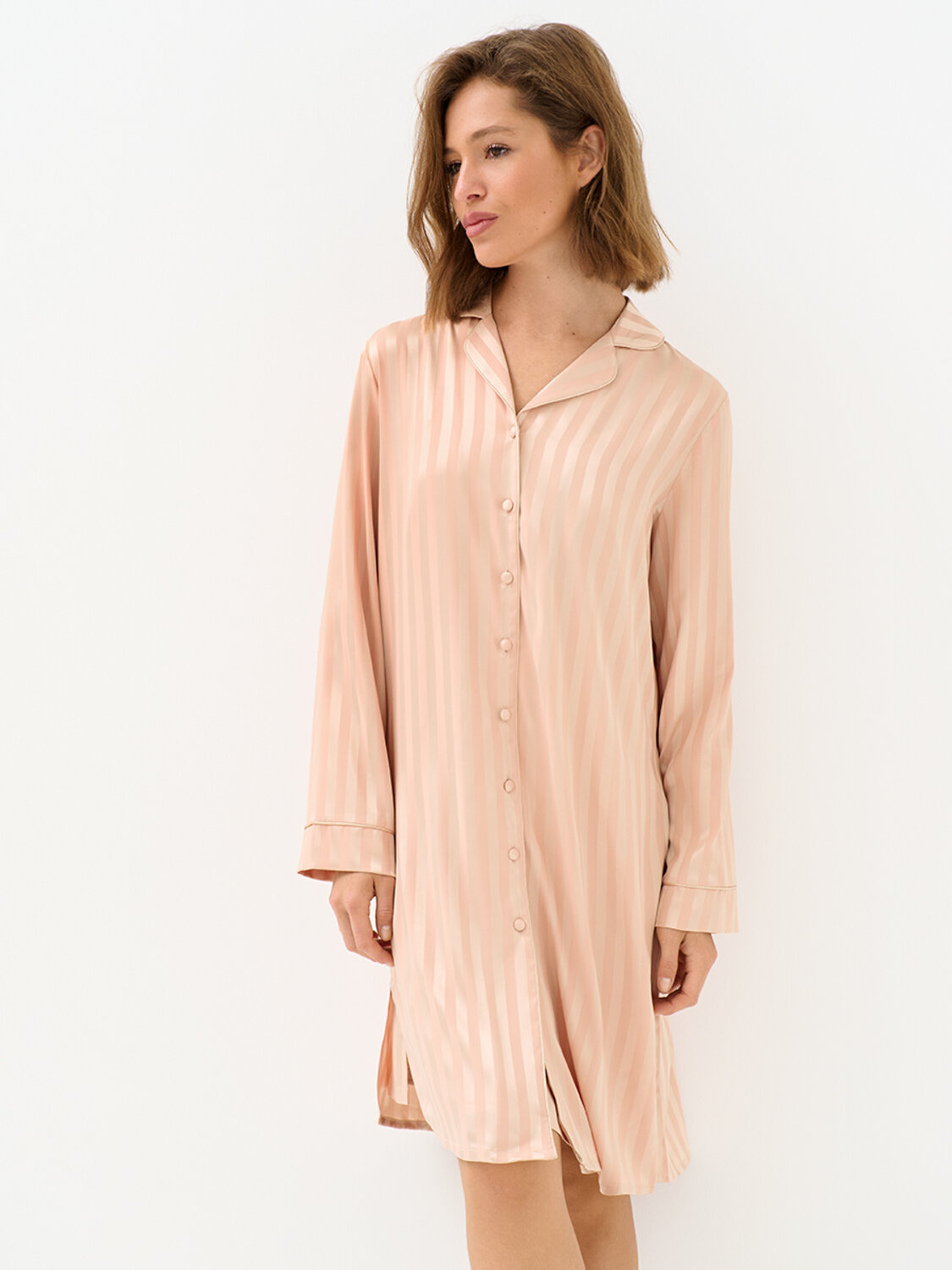 Omsa Рубашка 569165 OmD 0413D LINE Рубашка пижамная жен. (жаккард), PL Rosa Cenere (Розовый)