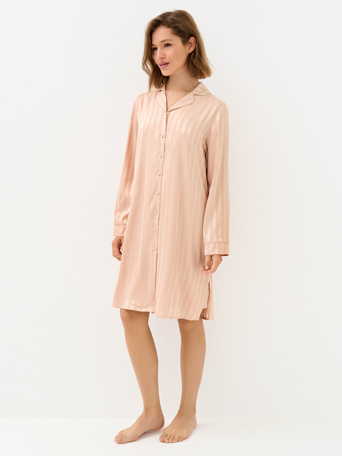 Omsa Рубашка 569165 OmD 0413D LINE Рубашка пижамная жен. (жаккард), PL Rosa Cenere (Розовый)