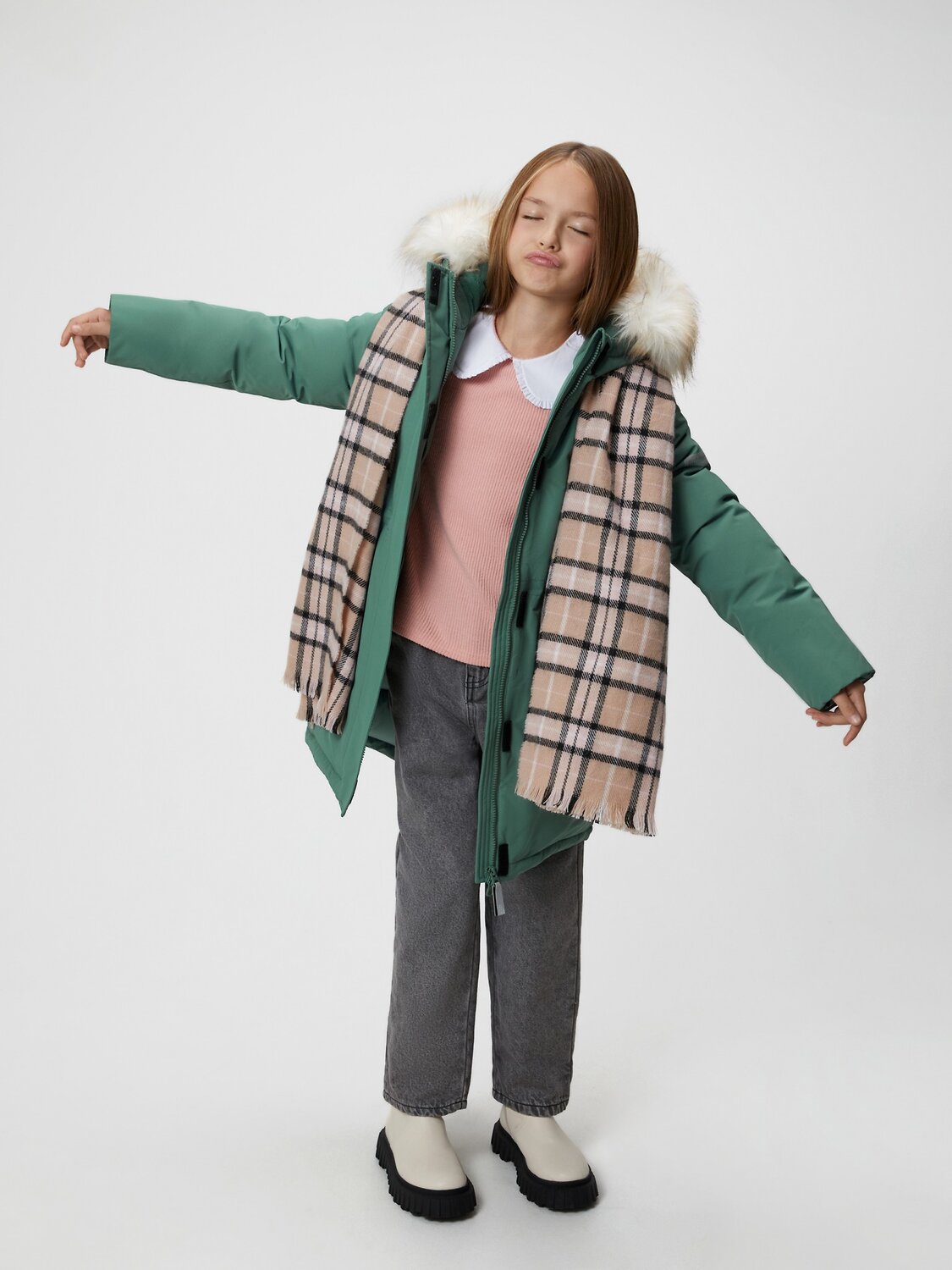 Acoola Шарф 569230 20206440100 бежевая клетка