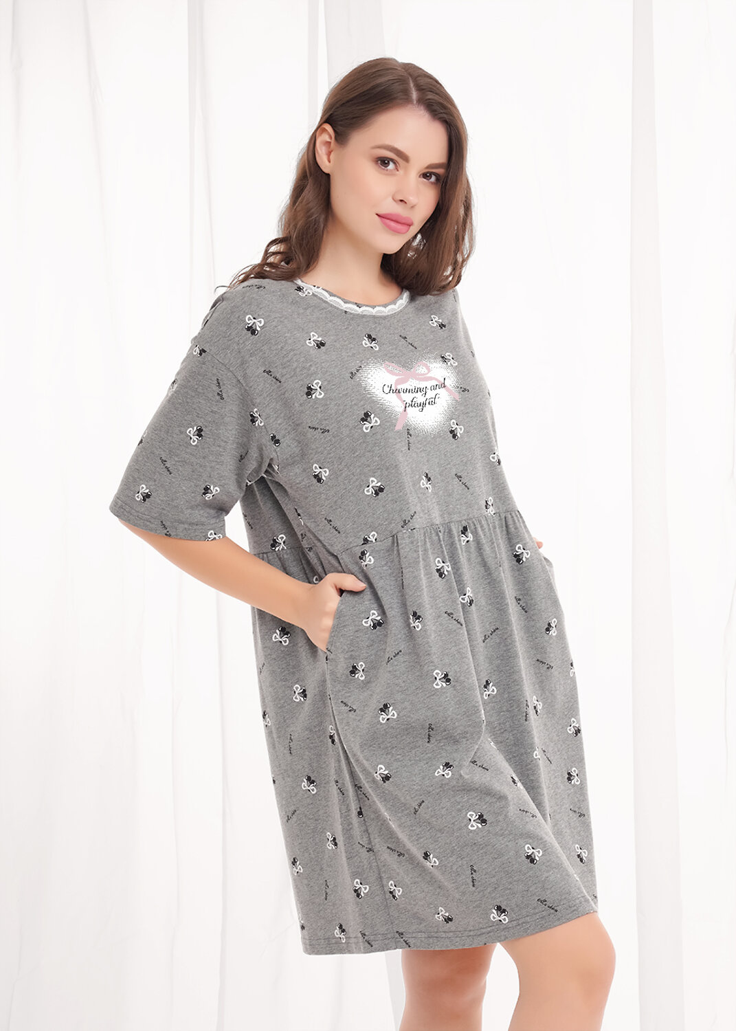 CLEVER Платье 569452 LDR26-1210/2 меланж т.серый/белый