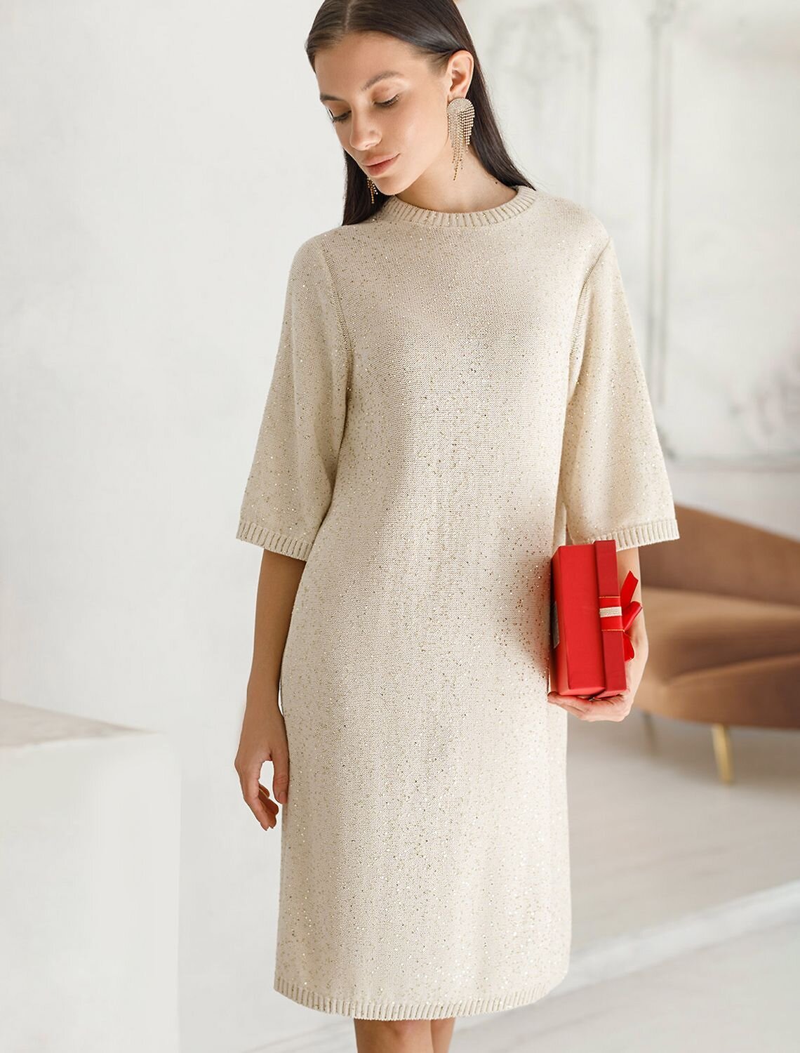 VILATTE Платье 569458 D32.113 бежевый