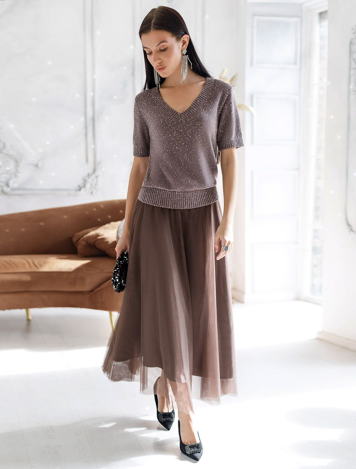 VILATTE Джемпер 569474 D39.371 кофейный