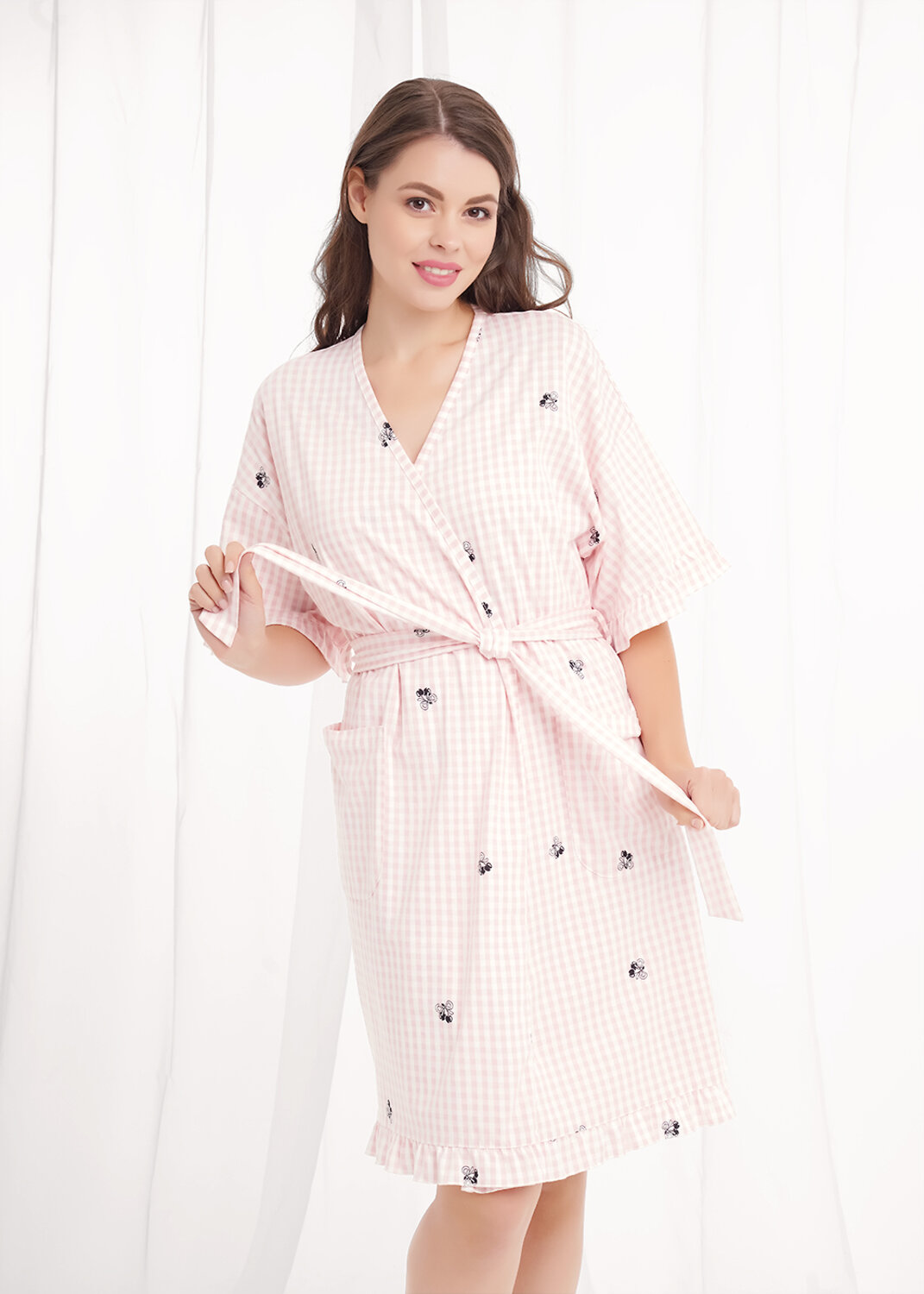 CLEVER Халат 569475 LX26-1210 белый/св.розовый