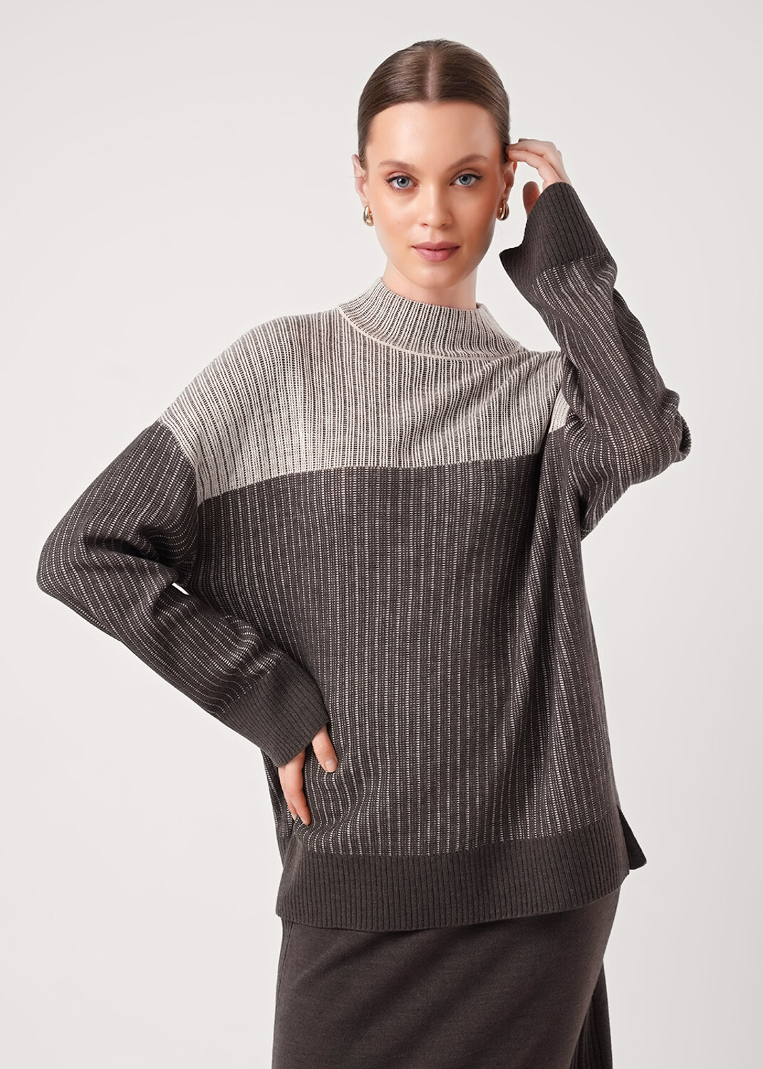 CLEVER Джемпер 569520 154597/192ак меланж бежевый