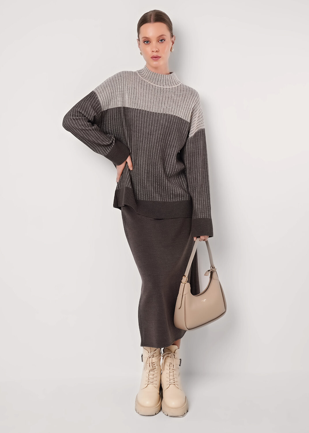 CLEVER Джемпер 569520 154597/192ак меланж бежевый