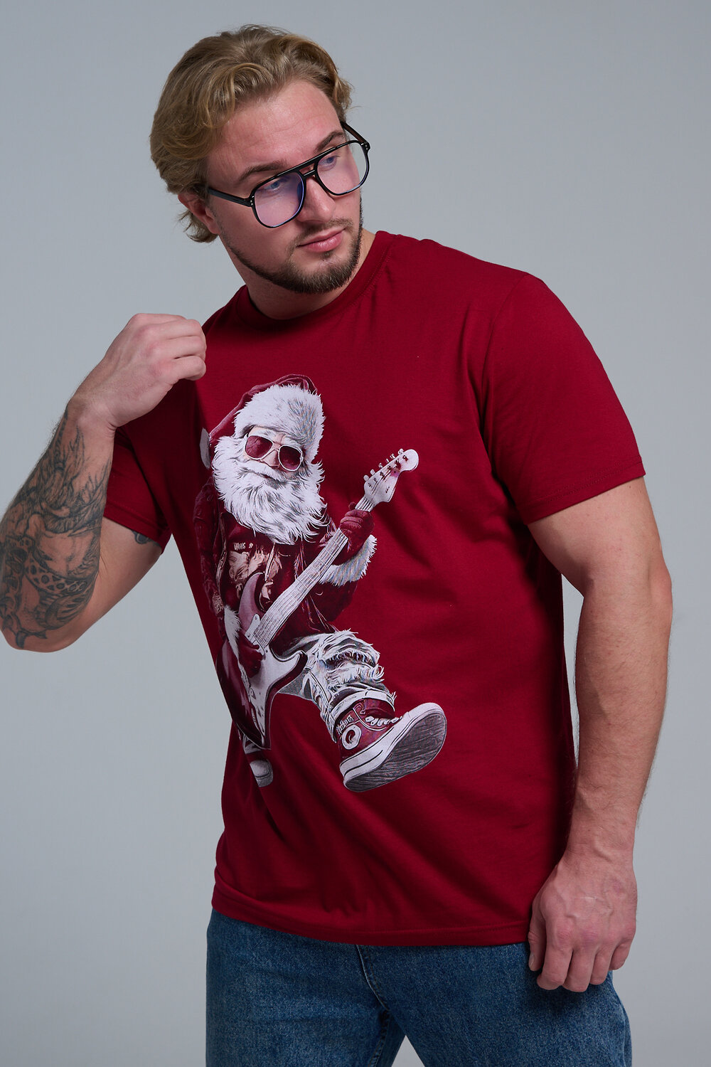 Натали Футболка 569812 8581 бордо+Д мороз с гитарой