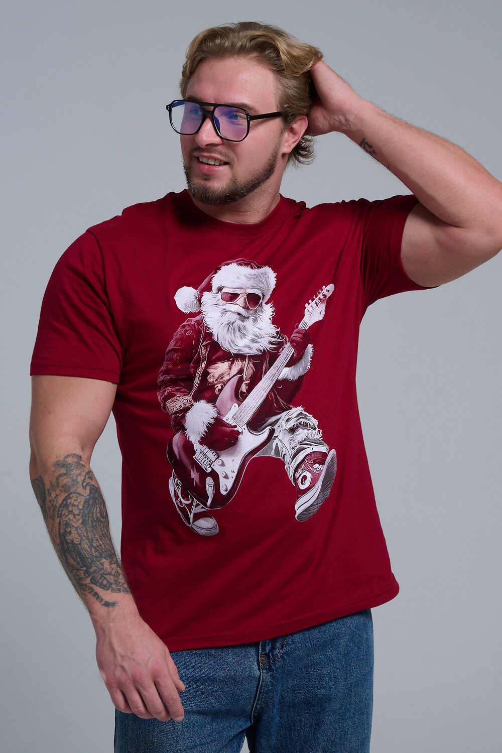 Натали Футболка 569812 8581 бордо+Д мороз с гитарой