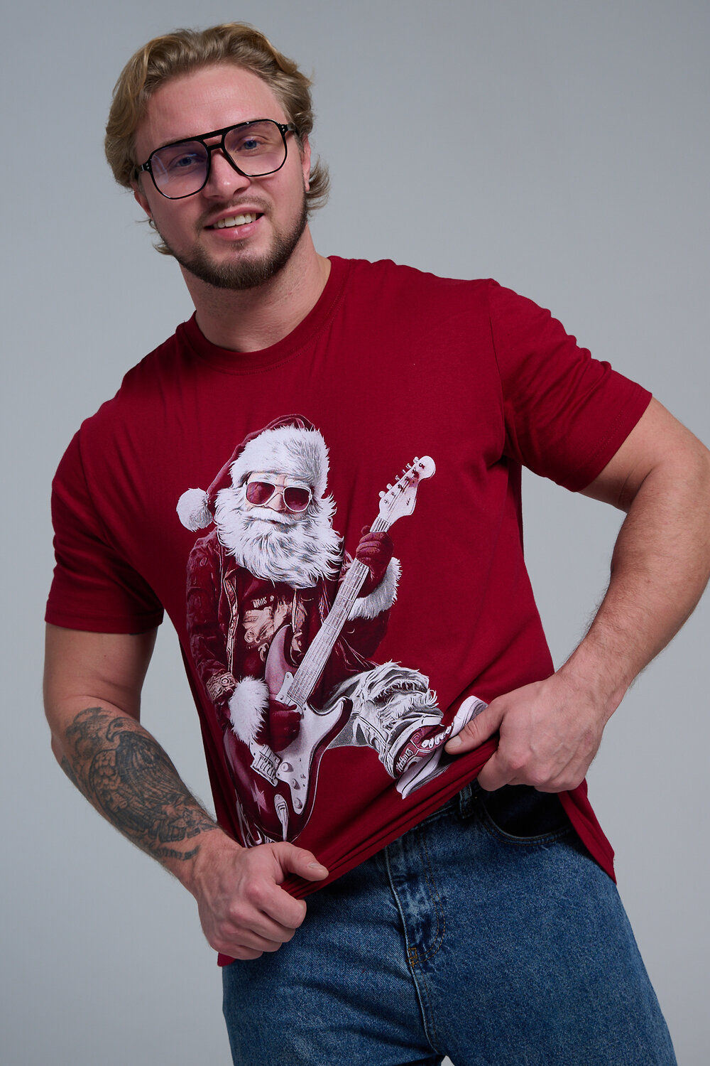 Натали Футболка 569812 8581 бордо+Д мороз с гитарой