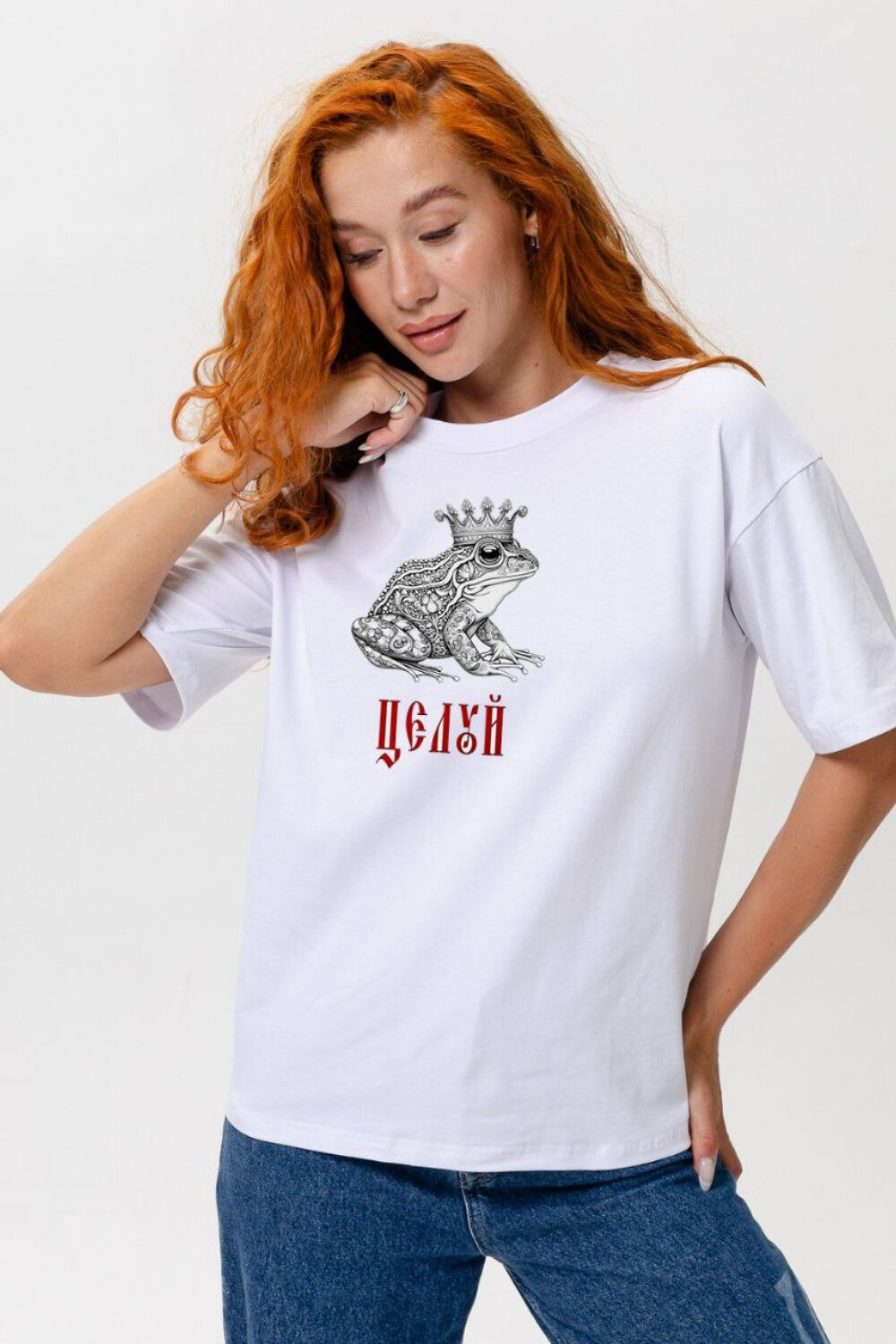 Натали Футболка 569815 8580 белый+лягушка