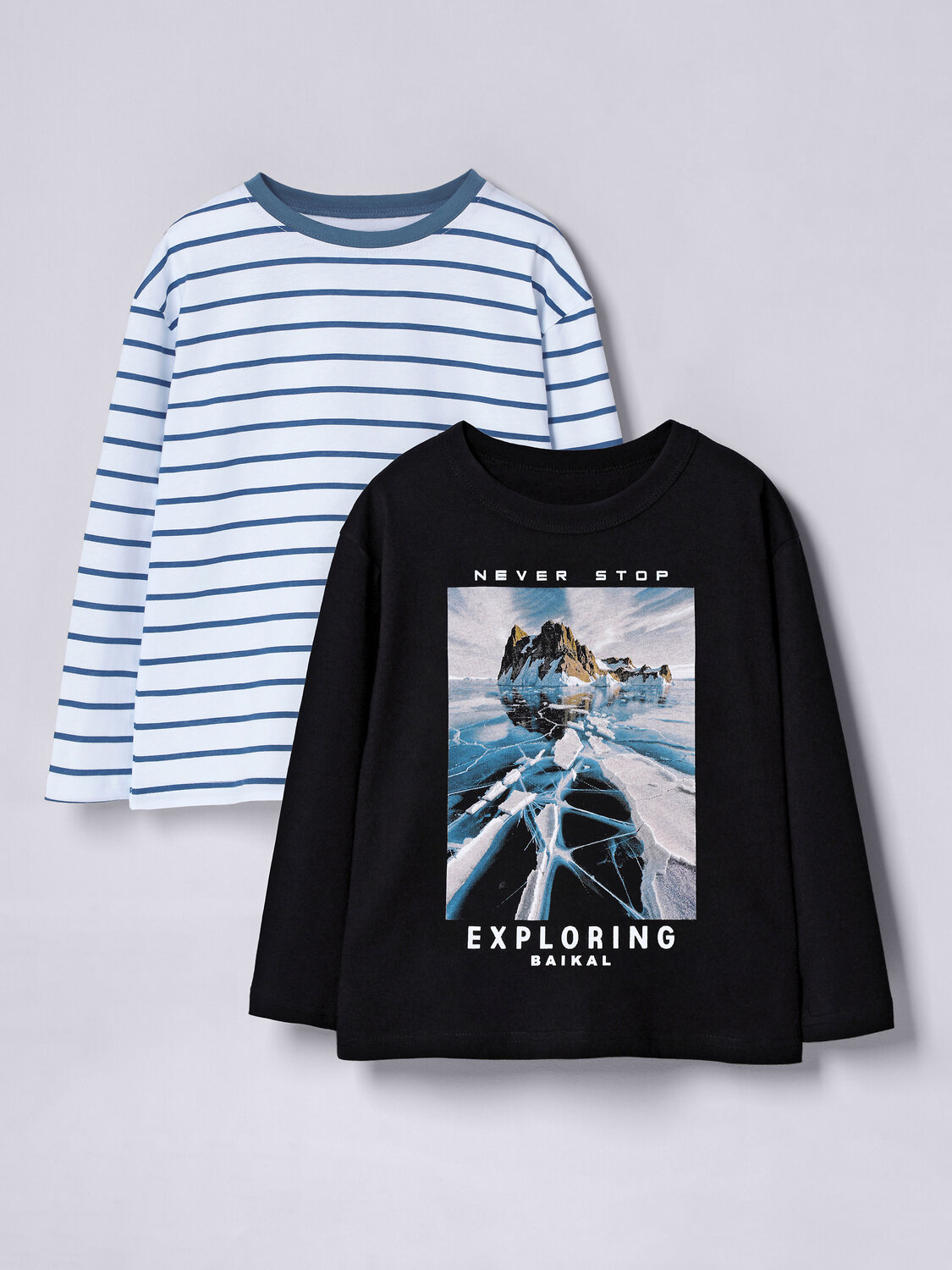 Апрель Лонгслив 569823 2ПДЛД5865001н черный+полоска белый+синий