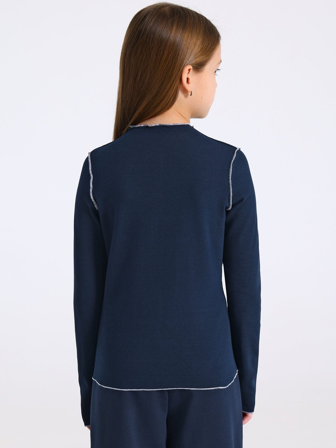Апрель Лонгслив 569828 1ДДЛД4501200 темно-синий+белый
