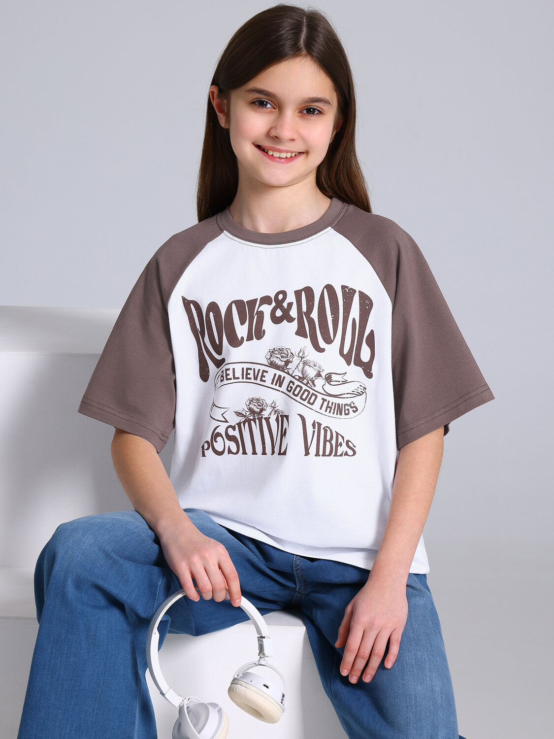 Апрель Футболка 569835 1ДДФК4980001 белый+светло-коричневый