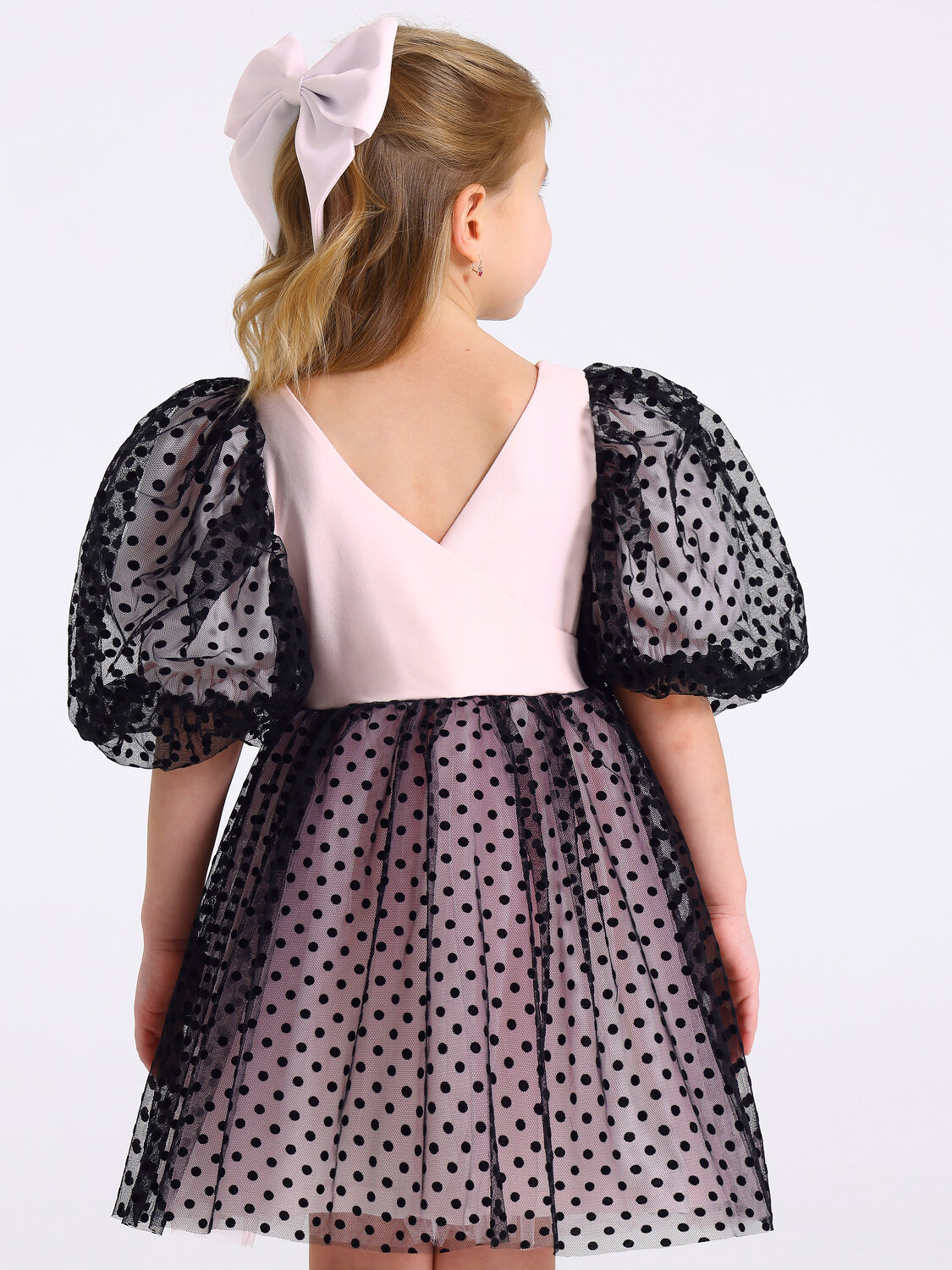 Апрель Платье 569837 1ДПК4837804с нежно-розовый+черный горох