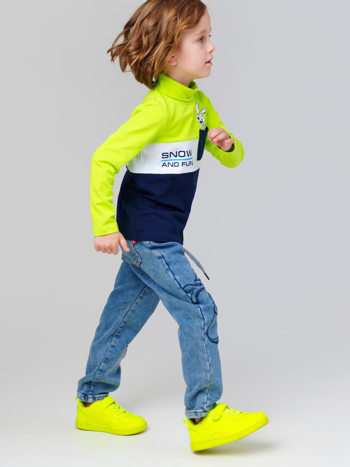 PLAYTODAY Водолазка 570088 32512232 белый,ярко-зеленый,тёмно-синий