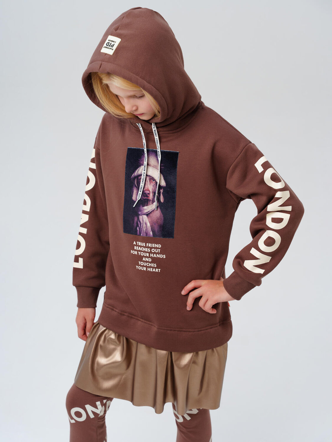 PLAYTODAY Платье 570248 32521469 коричневый,золотой