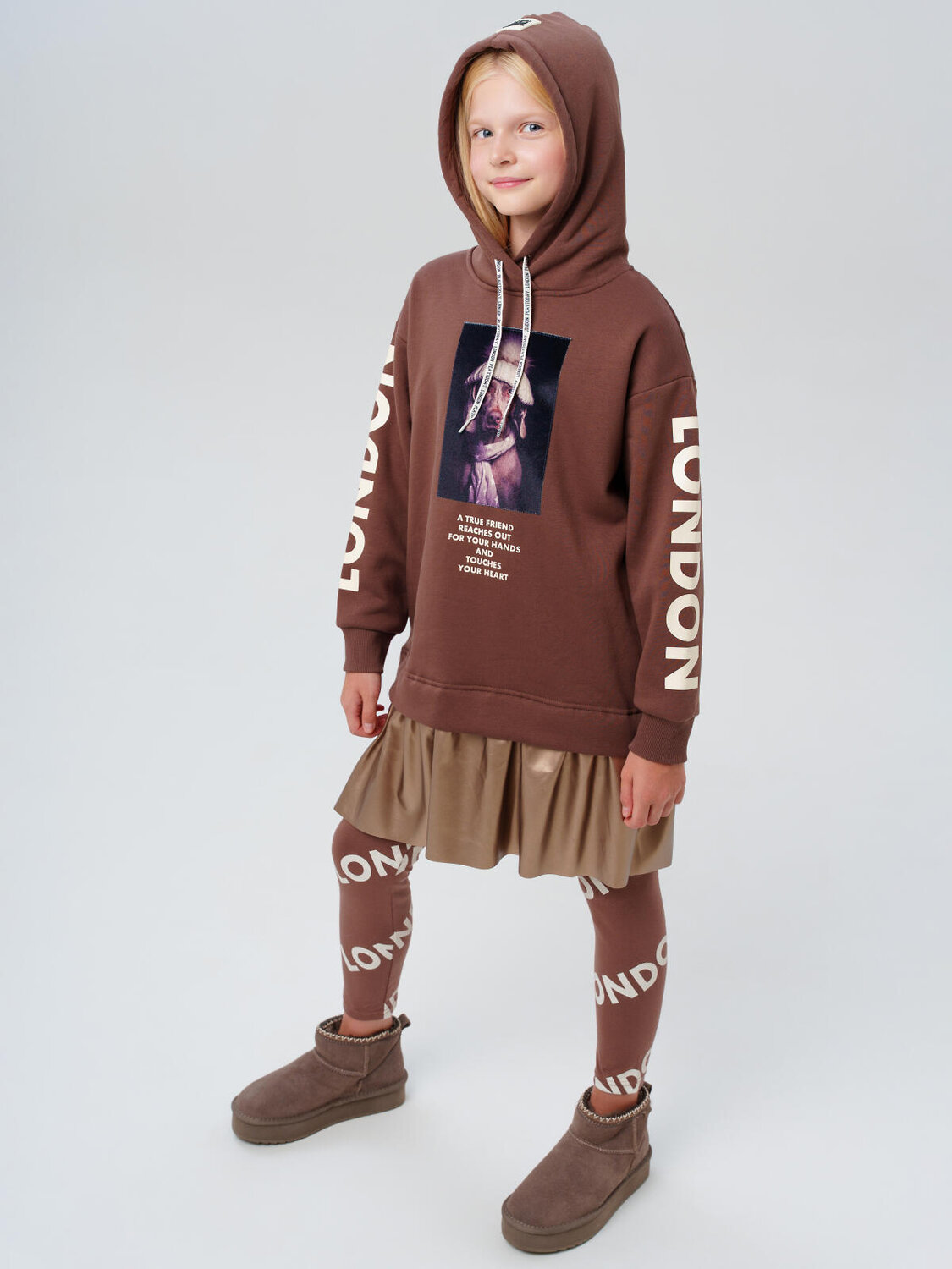 PLAYTODAY Платье 570248 32521469 коричневый,золотой