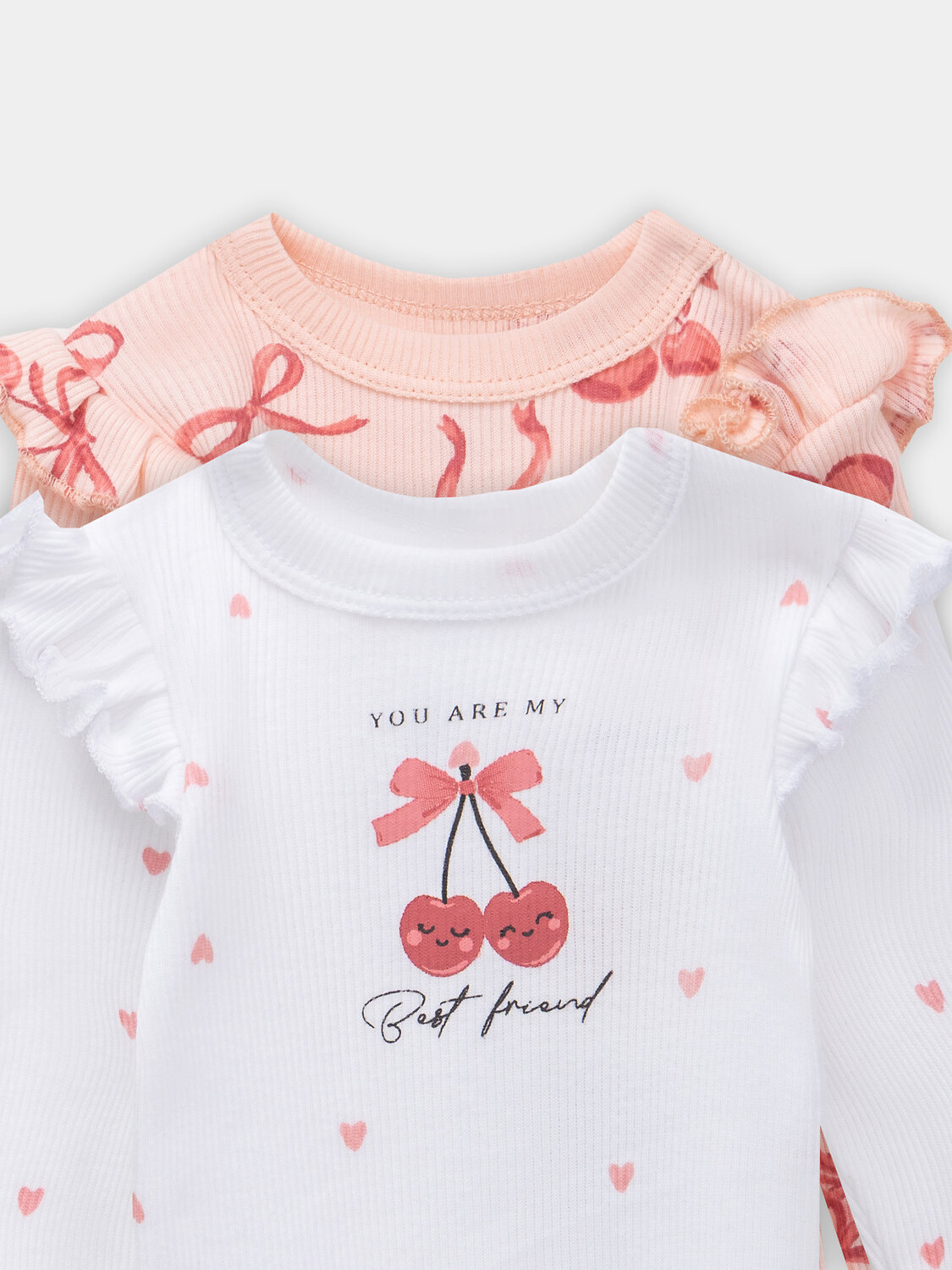 MARK FORMELLE Боди детское 570335 13017-2 сердечки на белоснежном +бантики на персике