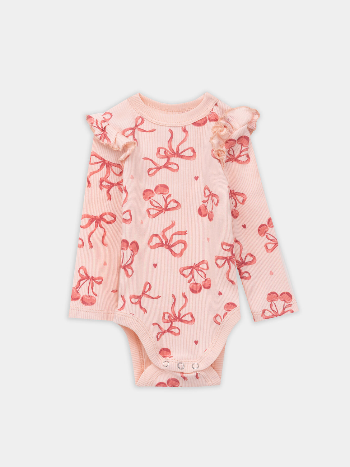 MARK FORMELLE Боди детское 570335 13017-2 сердечки на белоснежном +бантики на персике