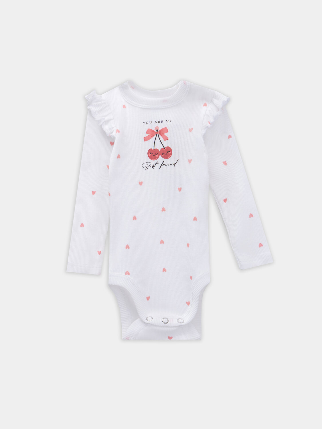 MARK FORMELLE Боди детское 570335 13017-2 сердечки на белоснежном +бантики на персике