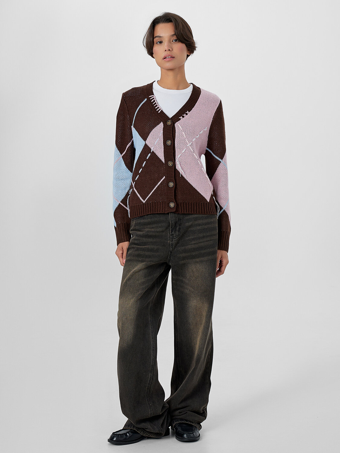 MARK FORMELLE Джемпер 570585 122664 коричневый в ромбы