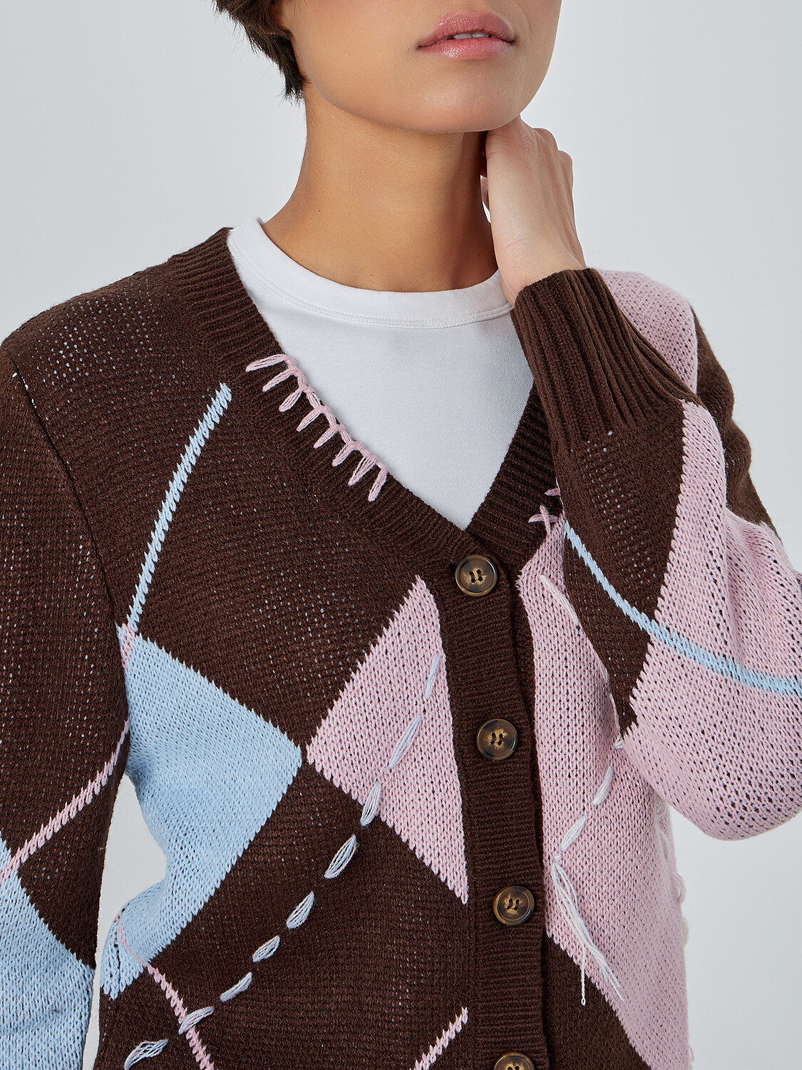 MARK FORMELLE Джемпер 570585 122664 коричневый в ромбы