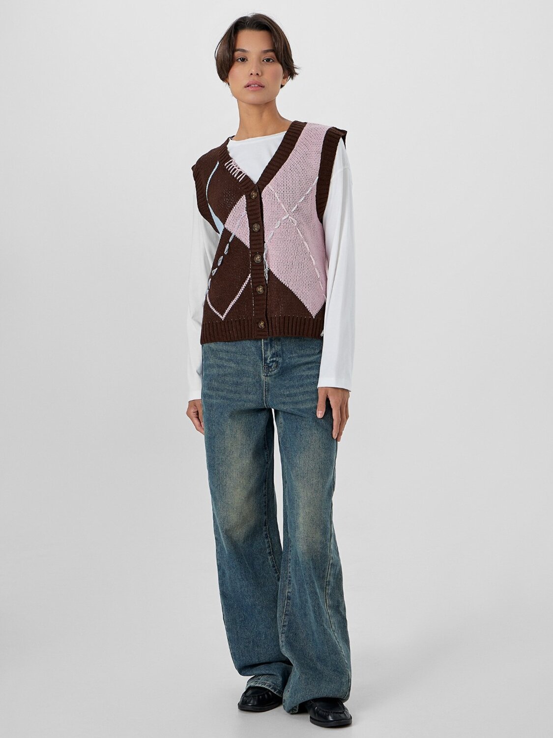 MARK FORMELLE Жилет 570702 172134 коричневый в ромбы