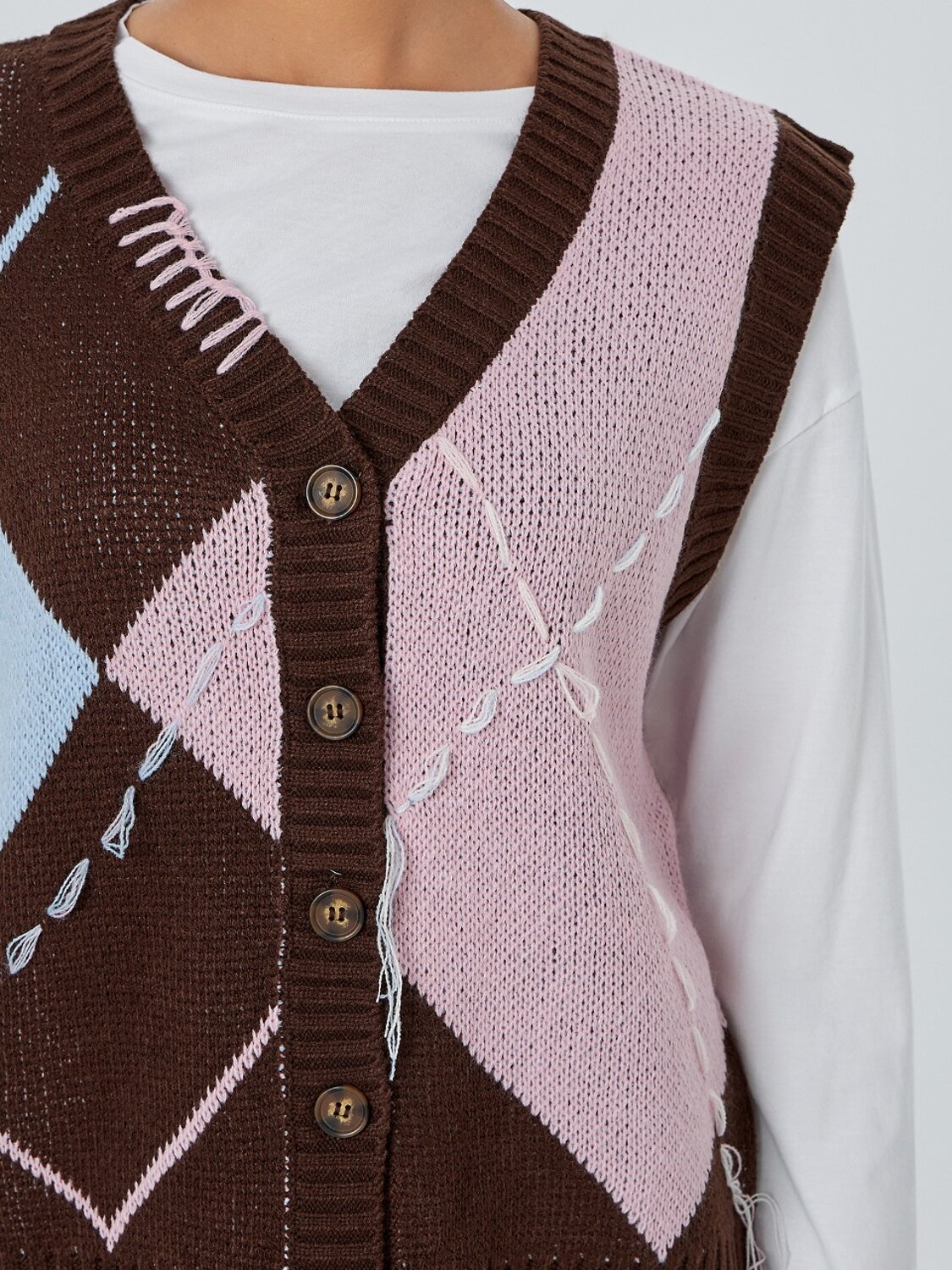 MARK FORMELLE Жилет 570702 172134 коричневый в ромбы