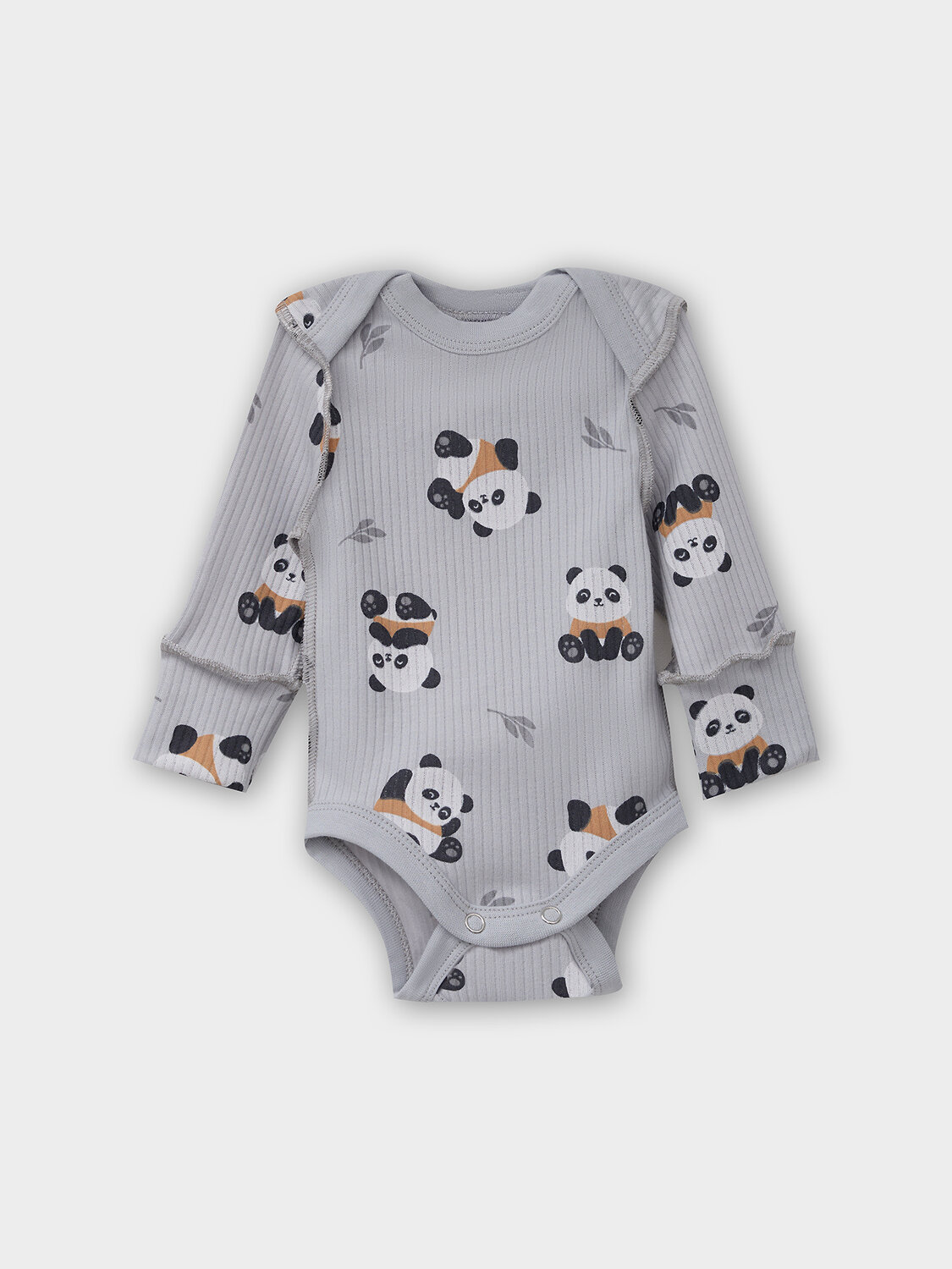 MARK FORMELLE Боди детское 570794 13018-1-2 пандочки на сером +лапки на охре