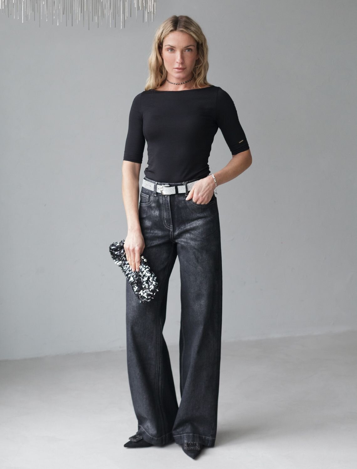 VILATTE Джинсы 570930 D54.311 черный-серебряный