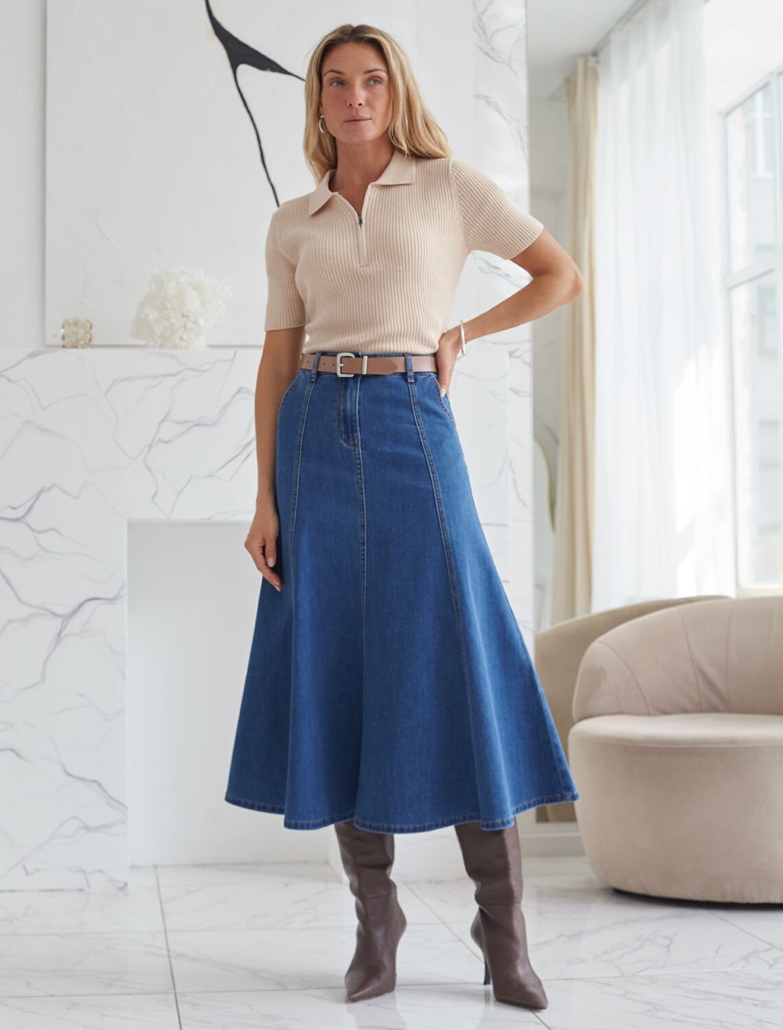 VILATTE Юбка 570931 D56.121 синий