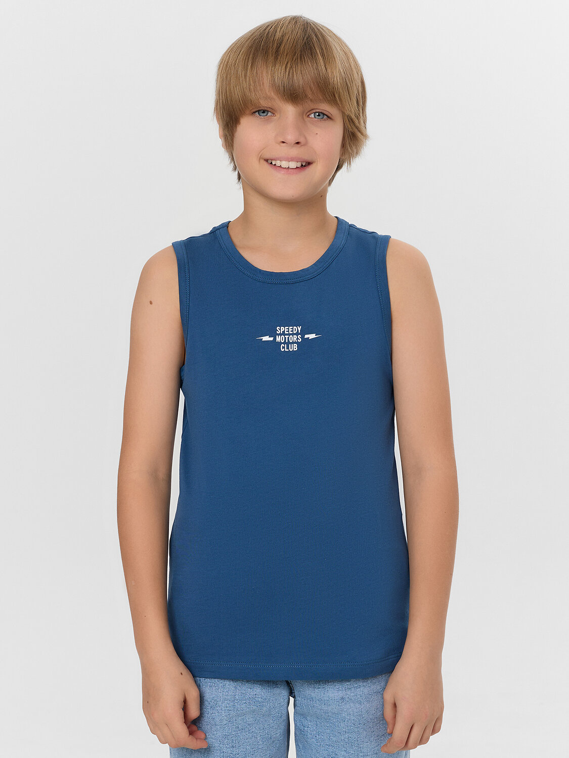 MARK FORMELLE Майка 571052 423344-2 синий +мотоциклы на св.сером меланже