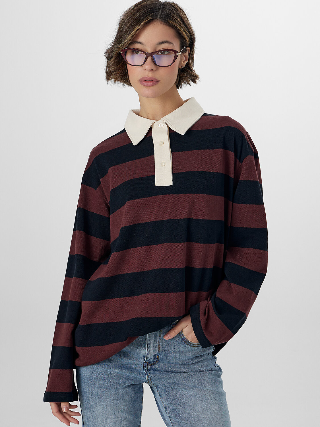 MARK FORMELLE Поло 571659 122877 коричнево -черная полоска