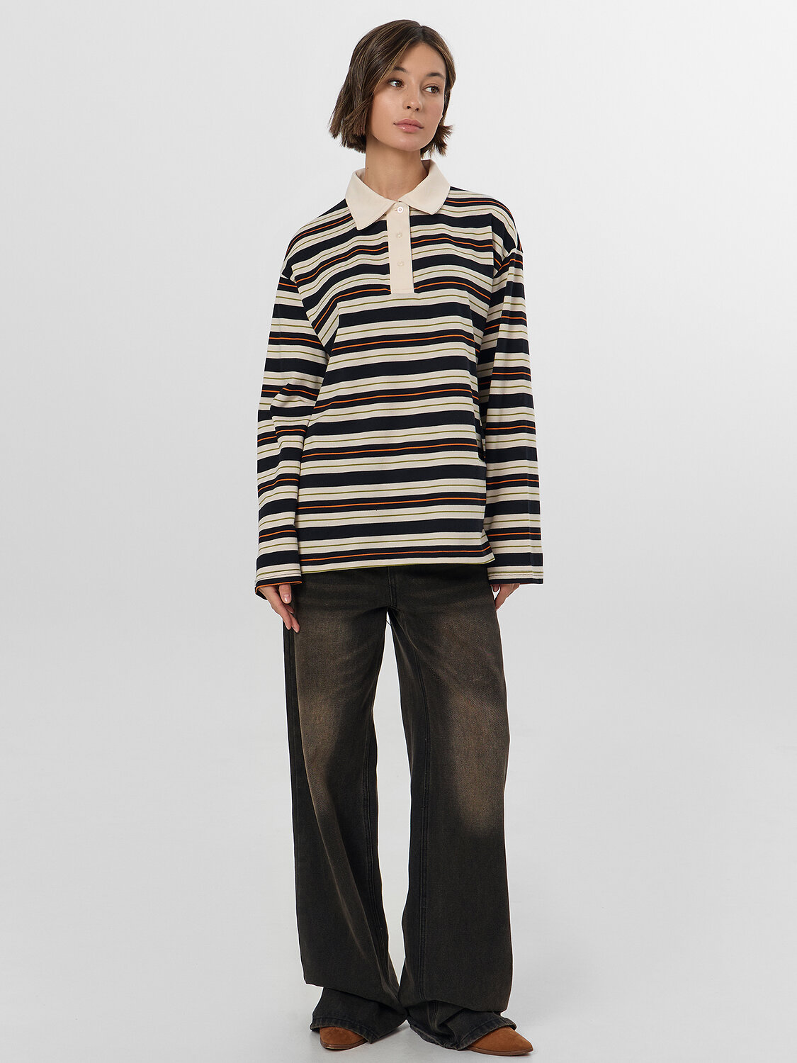 MARK FORMELLE Поло 571660 122877 молочно -оранжевая полоска