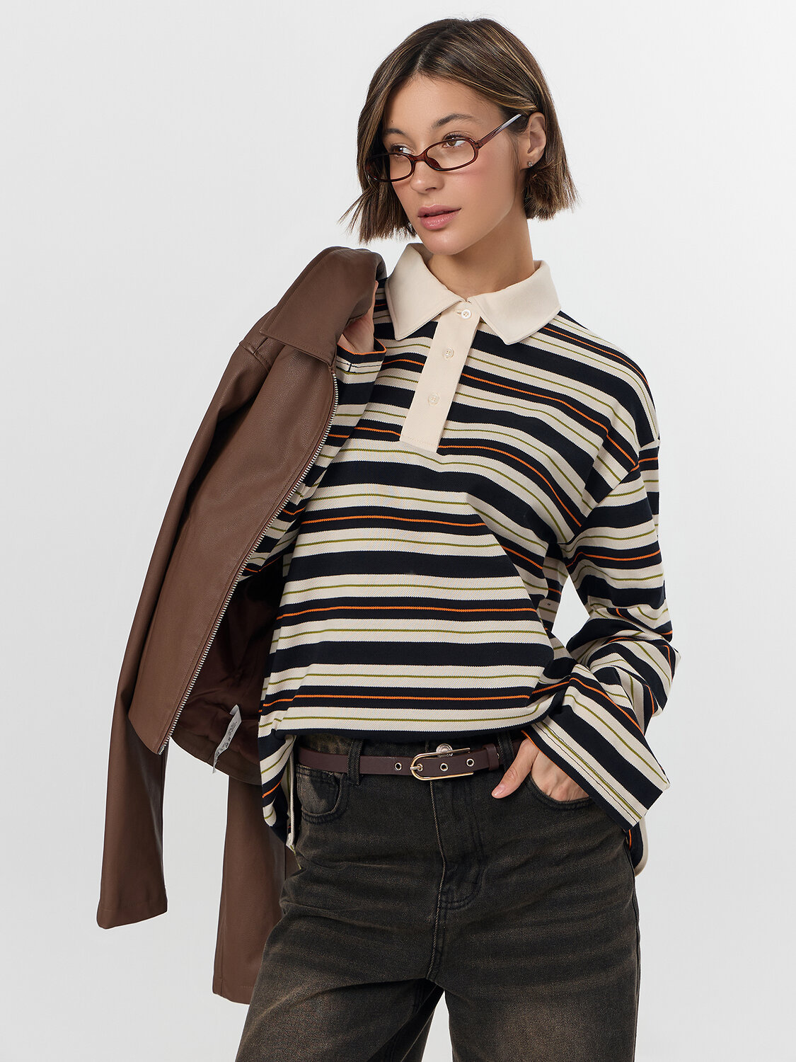 MARK FORMELLE Поло 571660 122877 молочно -оранжевая полоска