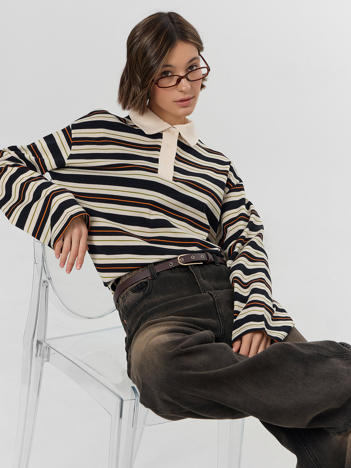 MARK FORMELLE Поло 571660 122877 молочно -оранжевая полоска