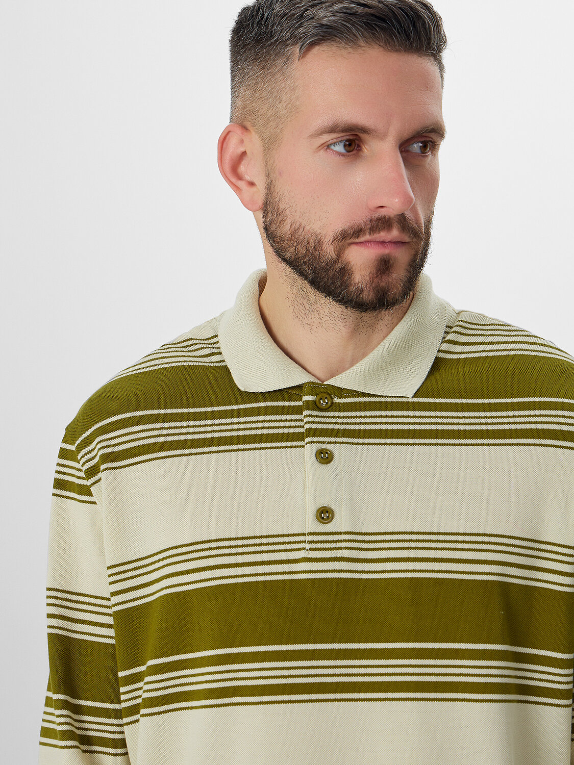 MARK FORMELLE Поло 571668 121933 оливковая полоска на молочном