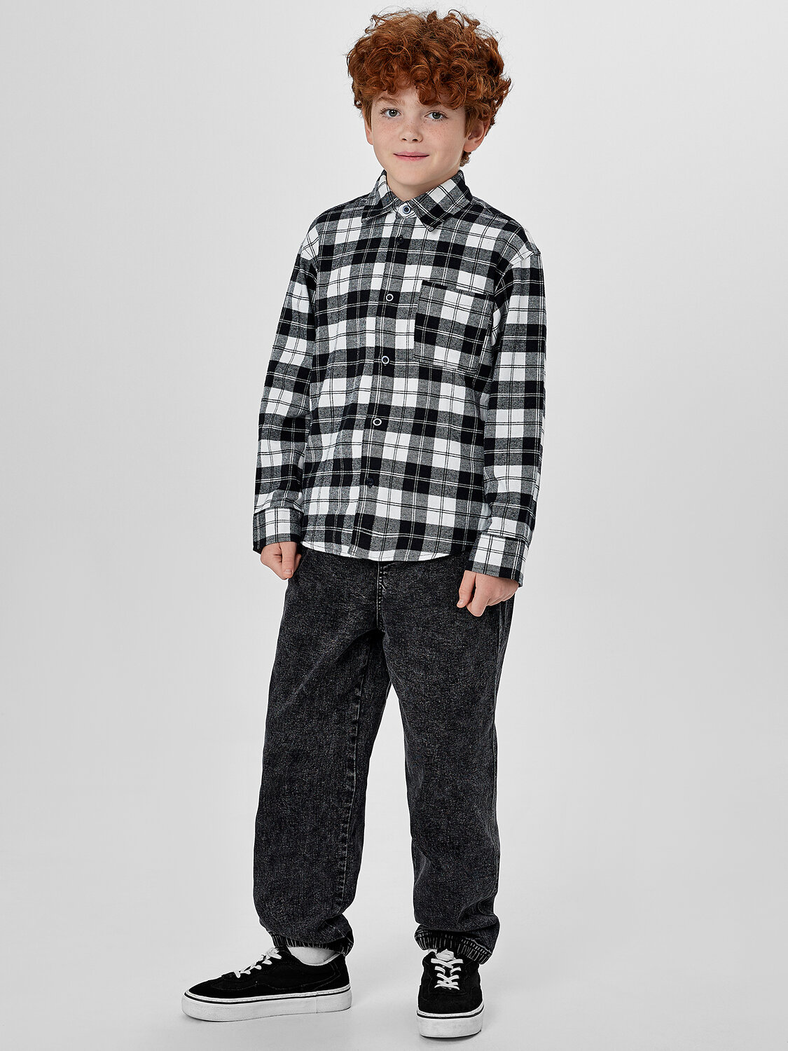 MARK FORMELLE Рубашка 571675 123484 черно -белая клетка