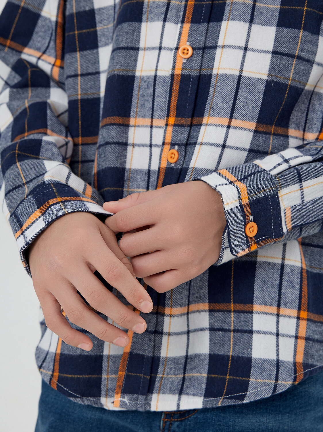 MARK FORMELLE Рубашка 571676 123490 синя-оранжевая клетка