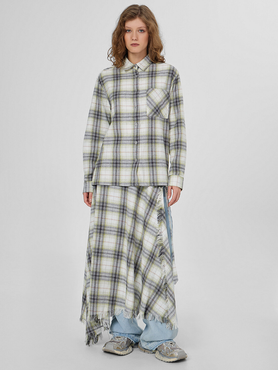 MARK FORMELLE Рубашка 571678 122963 бежево -серая клетка