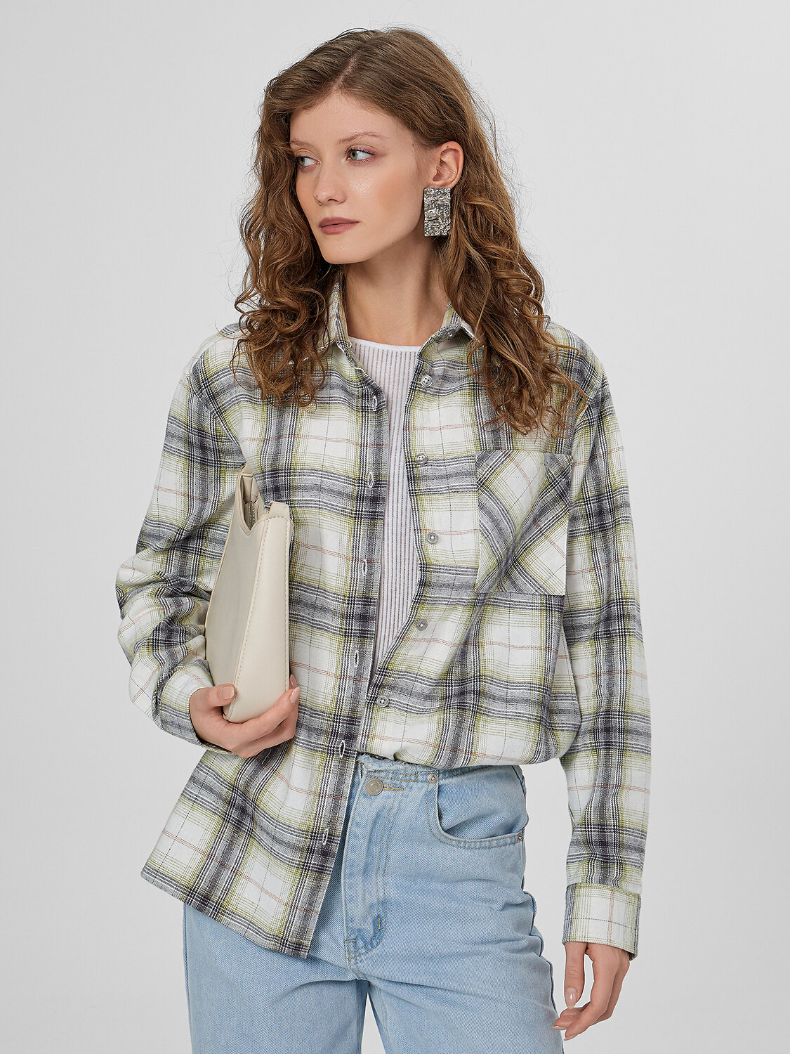 MARK FORMELLE Рубашка 571678 122963 бежево -серая клетка