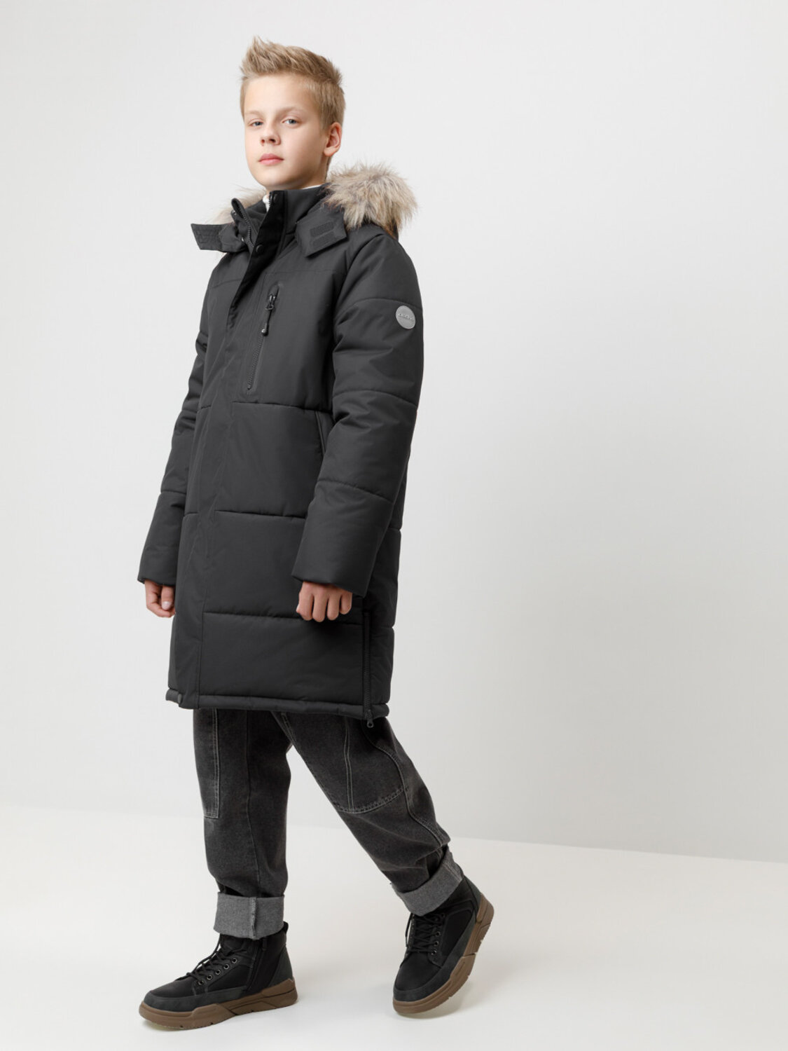 CROCKID Пальто 572187 ВК 36110/1 ГР черный