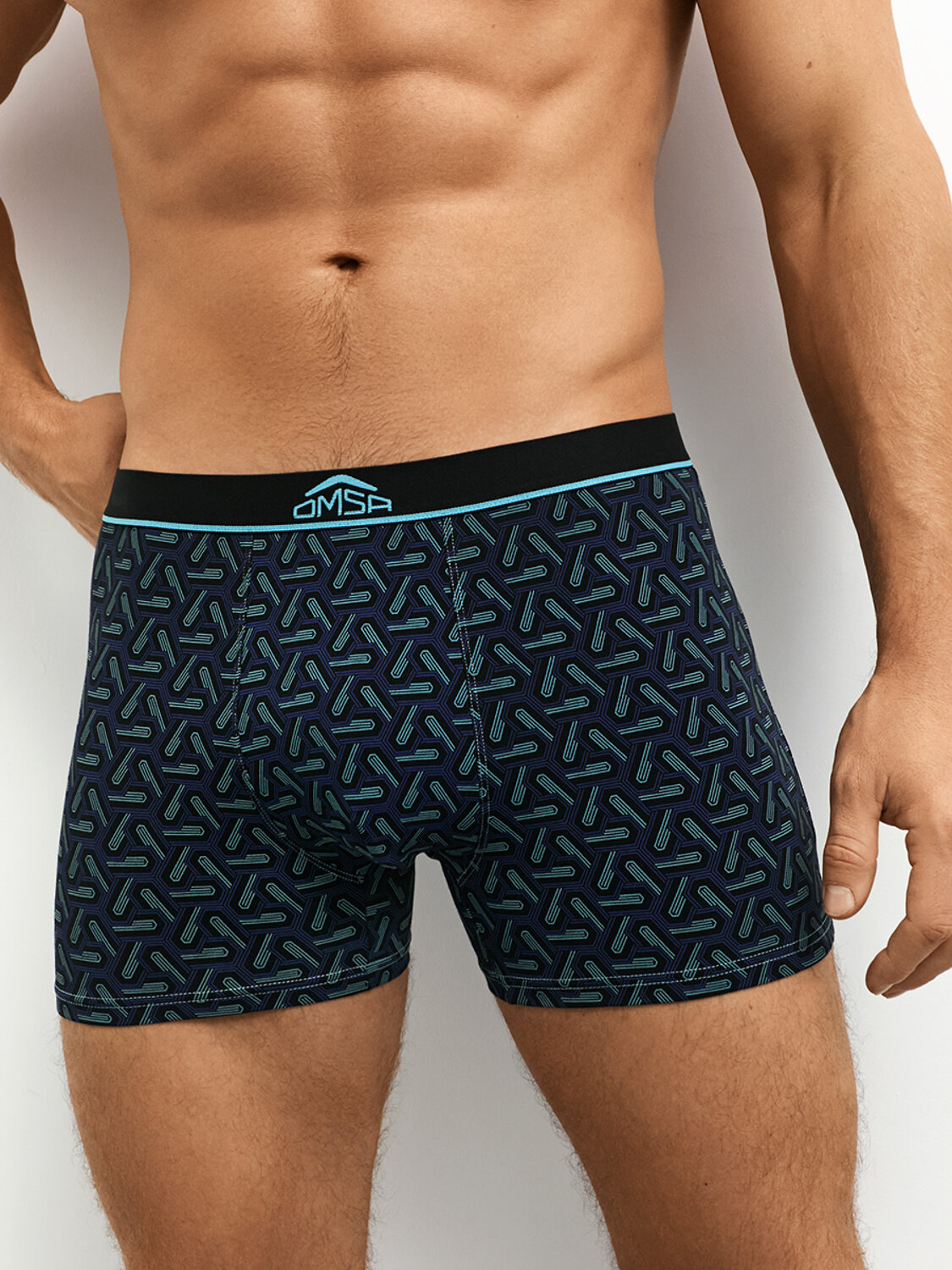 Omsa Трусы 572352 OmU 1234-25B Style Боксеры муж. с откр.резинкой, CO Nero/Blu (Черный)