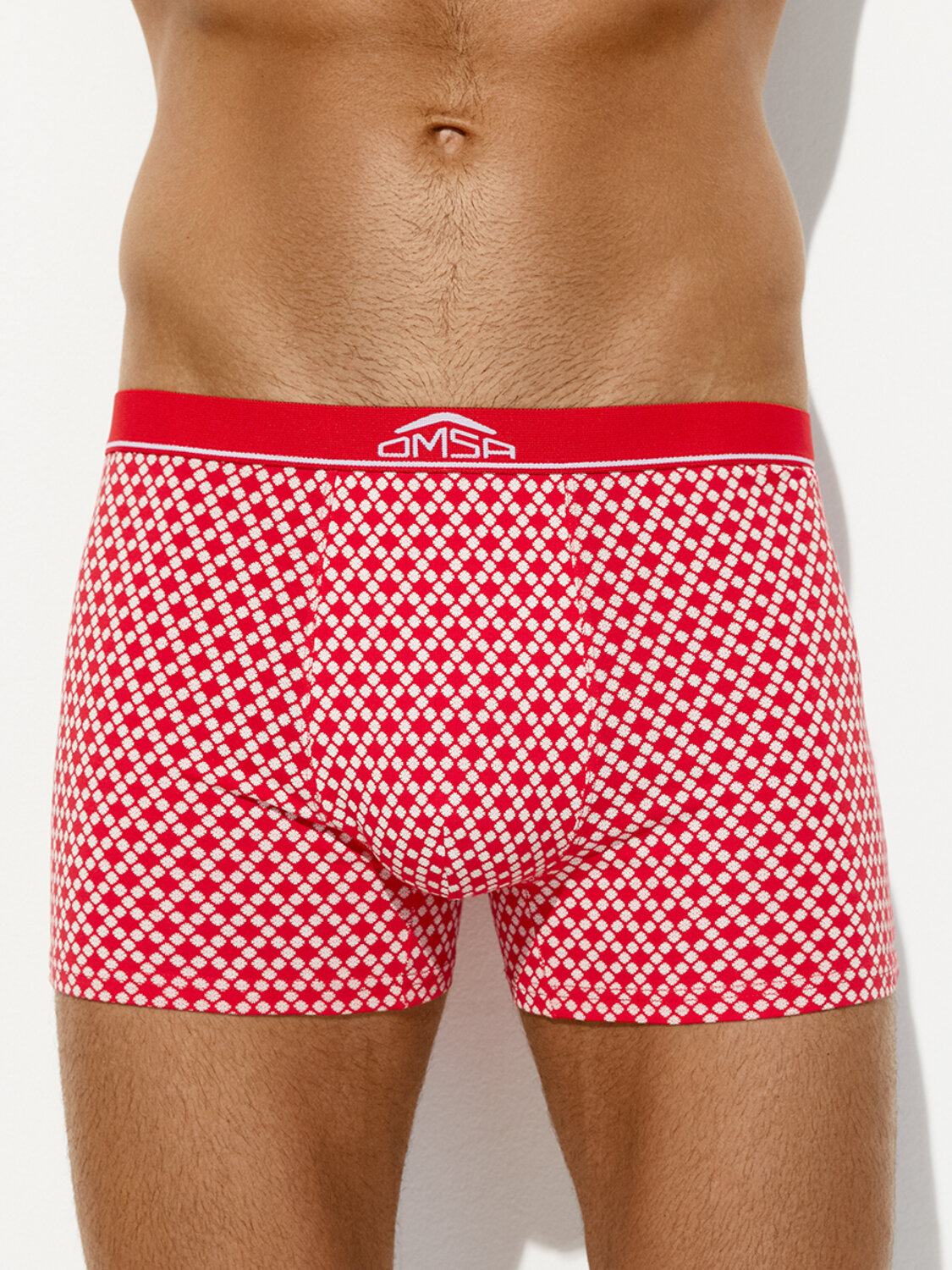 Omsa Трусы 572361 OmU 1234-25B New Year Боксеры муж. с откр.резинкой, CO Rosso/Bianco (Красный)