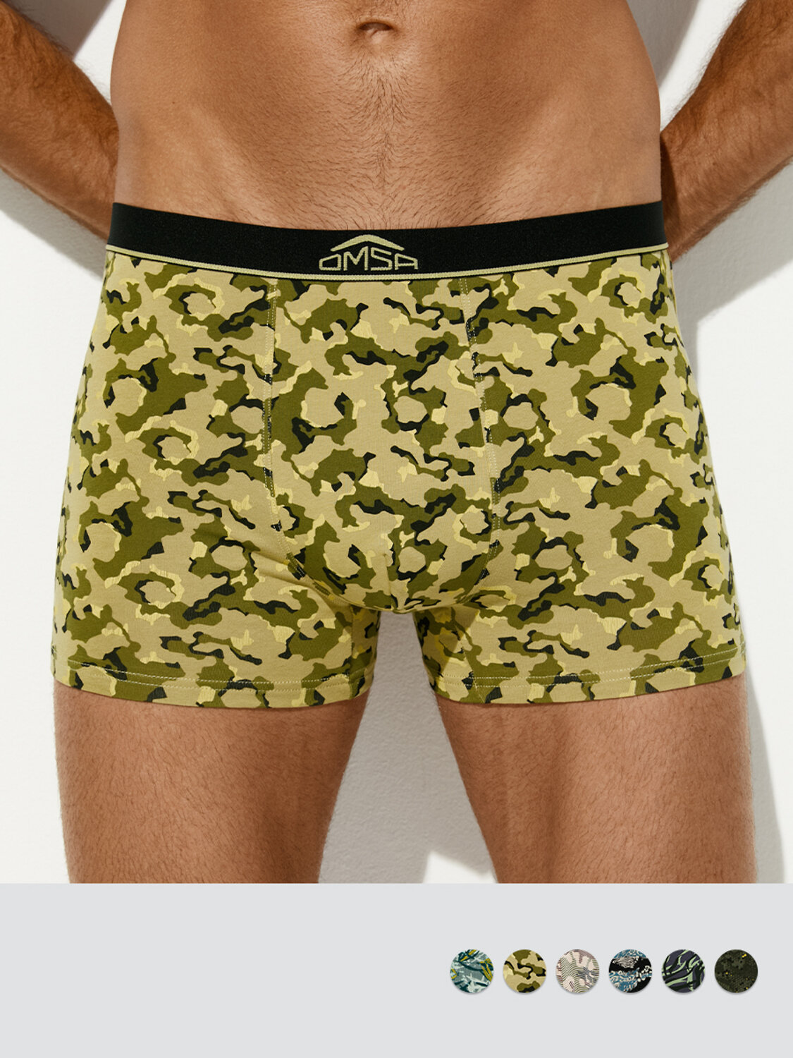 Omsa Трусы 572373 OmU 1234-25B Courage Боксеры муж. с откр.резинкой, CO Verde/Multicolor (Мультиколор)