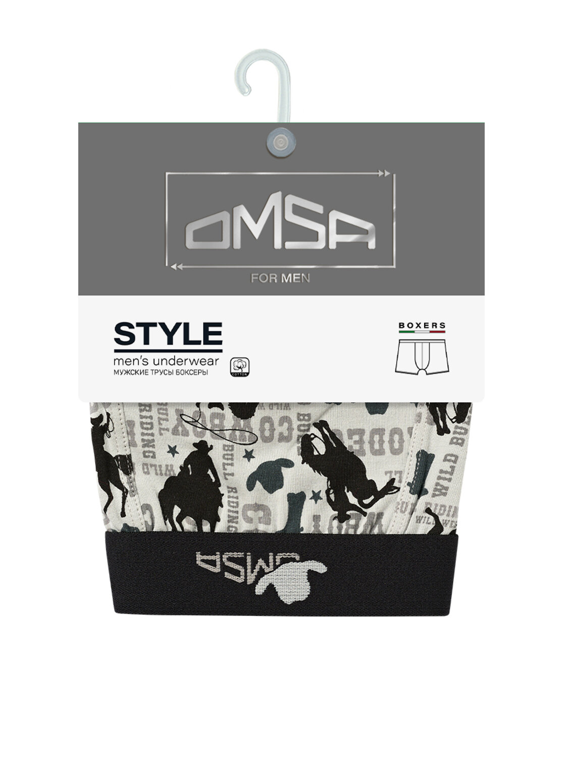 Omsa Трусы 572385 OmU 1234-25B Style Боксеры муж. с откр.резинкой, CO Grigio (Серый)