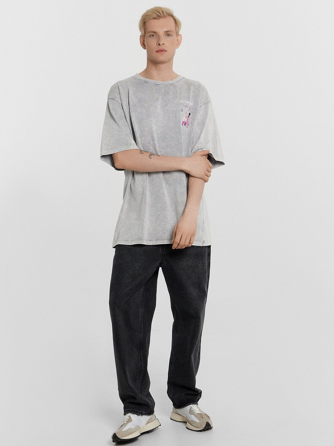 MARK FORMELLE Футболка 572425 111846 серый acid wash +печать