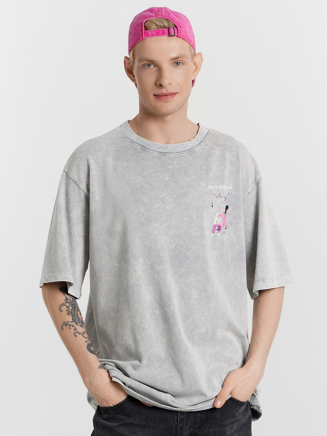 MARK FORMELLE Футболка 572425 111846 серый acid wash +печать