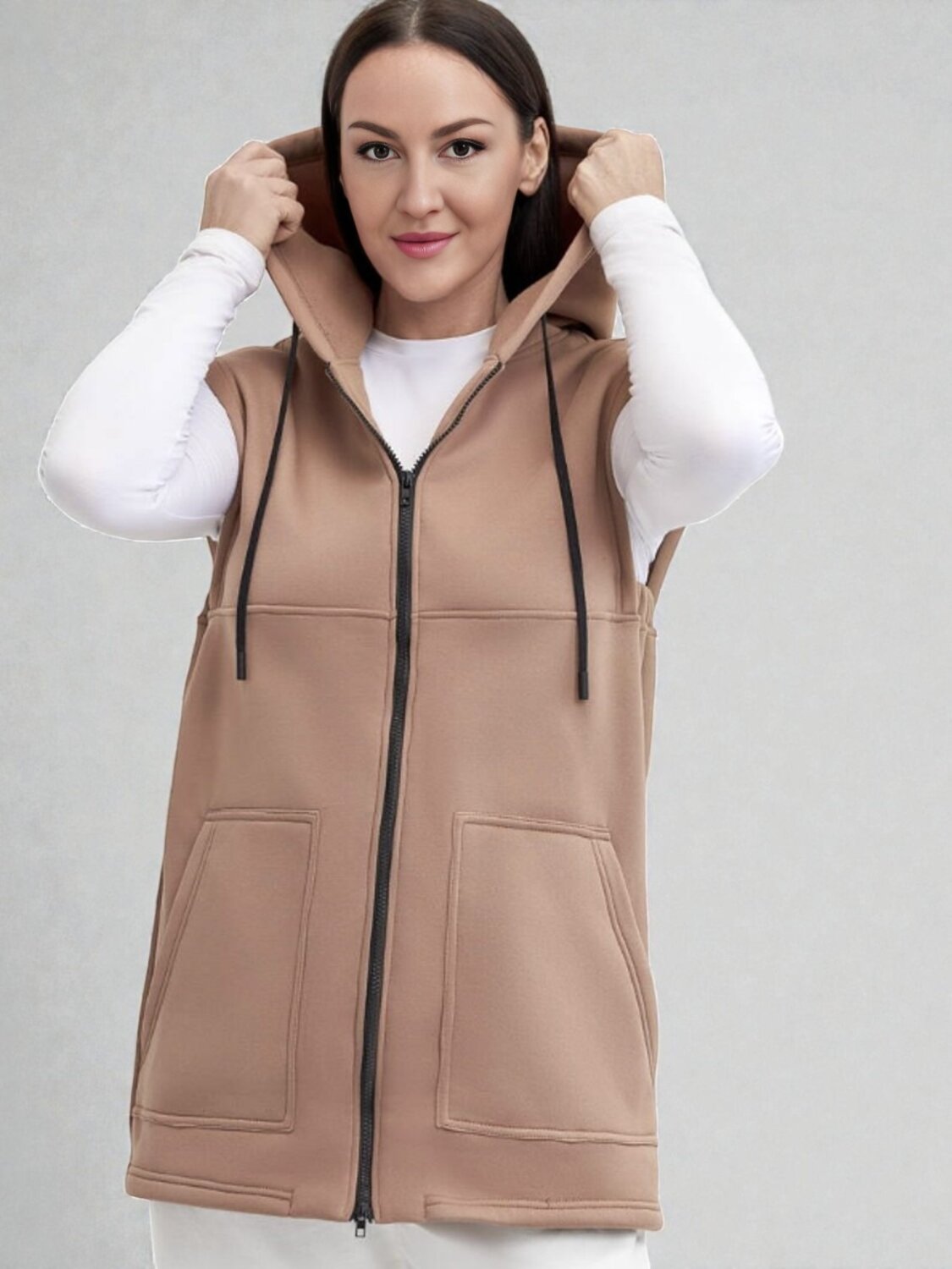AandOstudio Жилет 572440 Ж00001 бежевый/кофейный